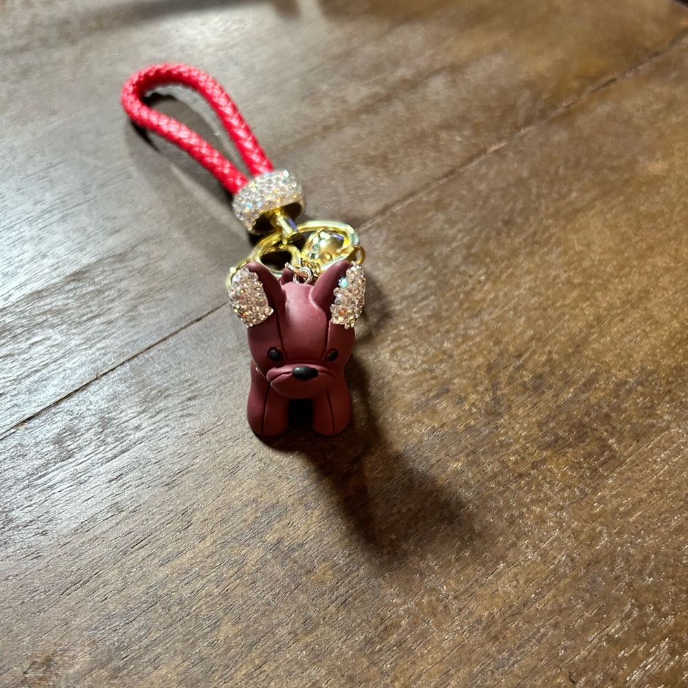 Charming Red Dog Purse Charm with Fluffy Ears